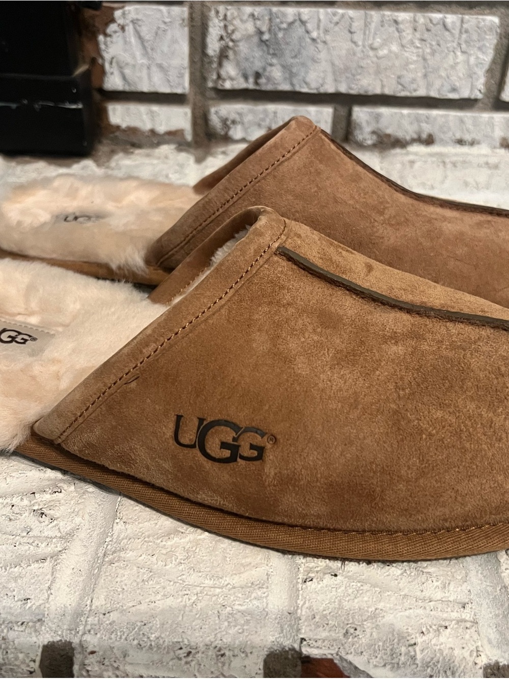 UGG Men's Chestnut Brown Suede Slip-On Clog